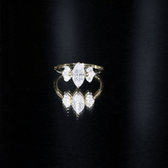 Marquise Cut Moissanite Engagement Ring with Trio