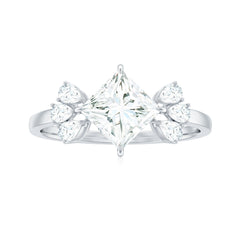 6 mm Princess Cut Moissanite Cluster Engagement Ring