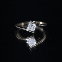 Classic Princess Cut Moissanite Solitaire Bypass Ring
