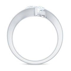 6X8mm Oval Moissanite Solitaire Engagement Ring with Bypass Shank