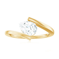 6X8 mm Pear Cut Moissanite Engagement Ring In Tension Setting