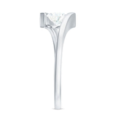5mm Heart Moissanite Solitaire Promise Ring with Bypass Shank