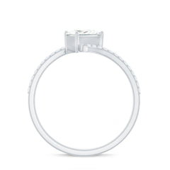 Certified Princess Cut Tilted Moissanite Solitaire Promise Ring