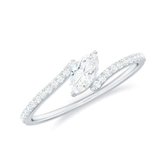 Marquise Cut Moissanite Tilted Solitaire Promise Ring