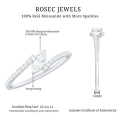 Marquise Cut Moissanite Tilted Solitaire Promise Ring
