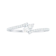 Marquise Cut Moissanite Tilted Solitaire Promise Ring