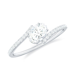 4X6 mm Oval Cut Moissanite East West Promise Ring