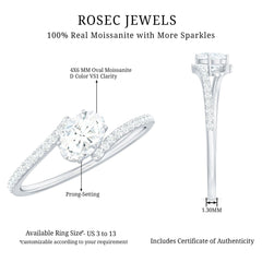 4X6 mm Oval Cut Moissanite East West Promise Ring