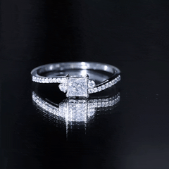Princess Cut Moissanite Bypass Engagement Ring