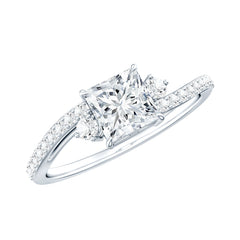 Princess Cut Moissanite Bypass Engagement Ring