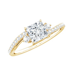 Princess Cut Moissanite Bypass Engagement Ring