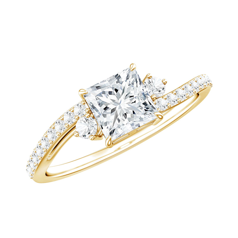 Princess Cut Moissanite Bypass Engagement Ring