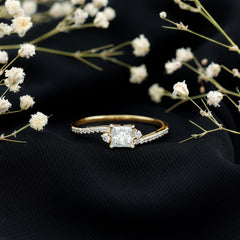Princess Cut Moissanite Bypass Engagement Ring