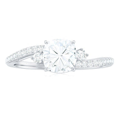 6X6 MM Cushion Cut Moissanite Bypass Engagement Ring for Women