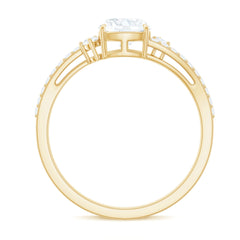 6X6 MM Cushion Cut Moissanite Bypass Engagement Ring for Women