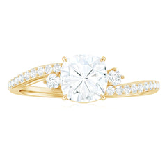 6X6 MM Cushion Cut Moissanite Bypass Engagement Ring for Women