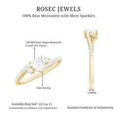 Heart Shape Moissanite Bypass Engagement Ring for Her