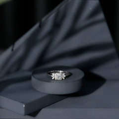 Princess Cut Moissanite Halo Engagement Ring with Certificate