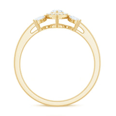 Certified Marquise Cut Moissanite Designer Halo Engagement Ring