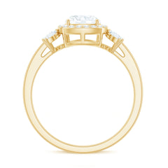 6mm Cushion Cut Moissanite Designer Halo Engagement Ring