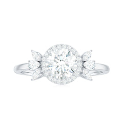 6mm Round Shape Moissanite Designer Halo Engagement Ring