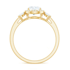 6mm Round Shape Moissanite Designer Halo Engagement Ring