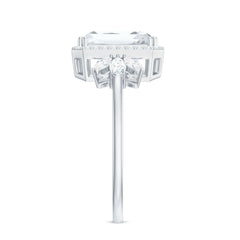 7X9 MM Emerald Cut Certified Moissanite Statement Engagement Ring