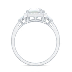 7X9 MM Emerald Cut Certified Moissanite Statement Engagement Ring