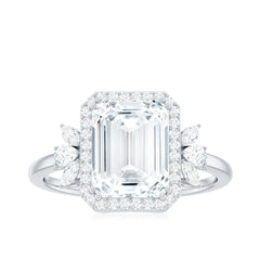 7X9 MM Emerald Cut Certified Moissanite Statement Engagement Ring