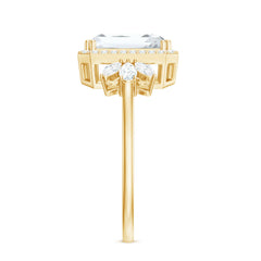 7X9 MM Emerald Cut Certified Moissanite Statement Engagement Ring