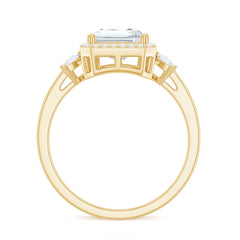 7X9 MM Emerald Cut Certified Moissanite Statement Engagement Ring