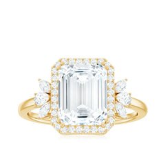 7X9 MM Emerald Cut Certified Moissanite Statement Engagement Ring