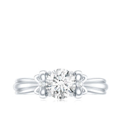 Certified Moissanite Engagement Ring with Bow Ribbon