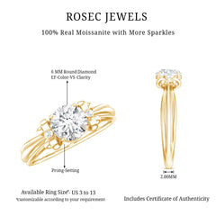 Certified Moissanite Engagement Ring with Bow Ribbon