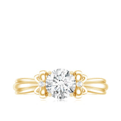 Certified Moissanite Engagement Ring with Bow Ribbon
