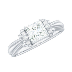 5 MM Princess Cut Certified Moissanite Designer Bow Engagement Ring