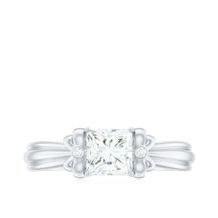 5 MM Princess Cut Certified Moissanite Designer Bow Engagement Ring