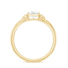 5 MM Princess Cut Certified Moissanite Designer Bow Engagement Ring