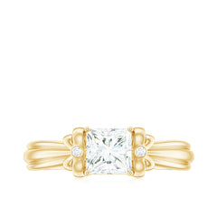 5 MM Princess Cut Certified Moissanite Designer Bow Engagement Ring
