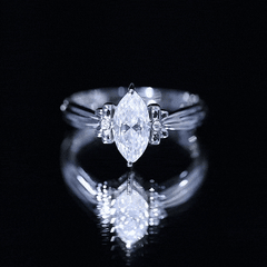 5x10mm Brilliant Cut Certified Moissanite Statement Ring