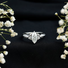 5x10mm Brilliant Cut Certified Moissanite Statement Ring