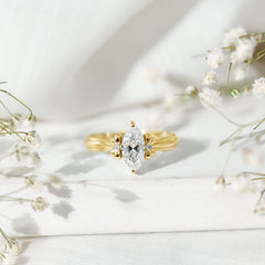 5x10mm Brilliant Cut Certified Moissanite Statement Ring