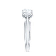 6mm Cushion Cut Moissanite Designer Solitaire Ring with Engraved Shank