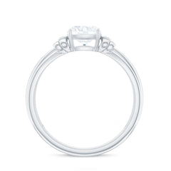 6mm Cushion Cut Moissanite Designer Solitaire Ring with Engraved Shank
