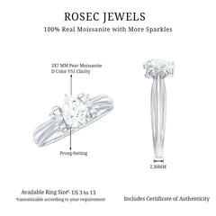 5X7mm Pear Shape Moissanite Bow Engagement Ring