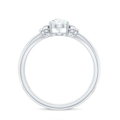 5X7mm Pear Shape Moissanite Bow Engagement Ring