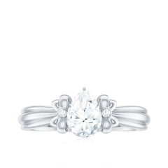5X7mm Pear Shape Moissanite Bow Engagement Ring