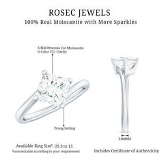 Princess Cut Moissanite Solitaire Bypass Promise Ring in Gold