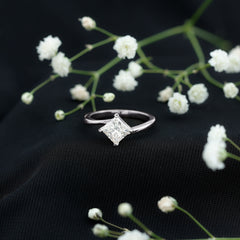 Princess Cut Moissanite Solitaire Bypass Promise Ring in Gold