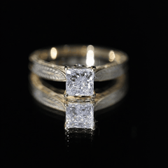 Princess Cut 6 MM Moissanite Solitaire Engagement Ring
